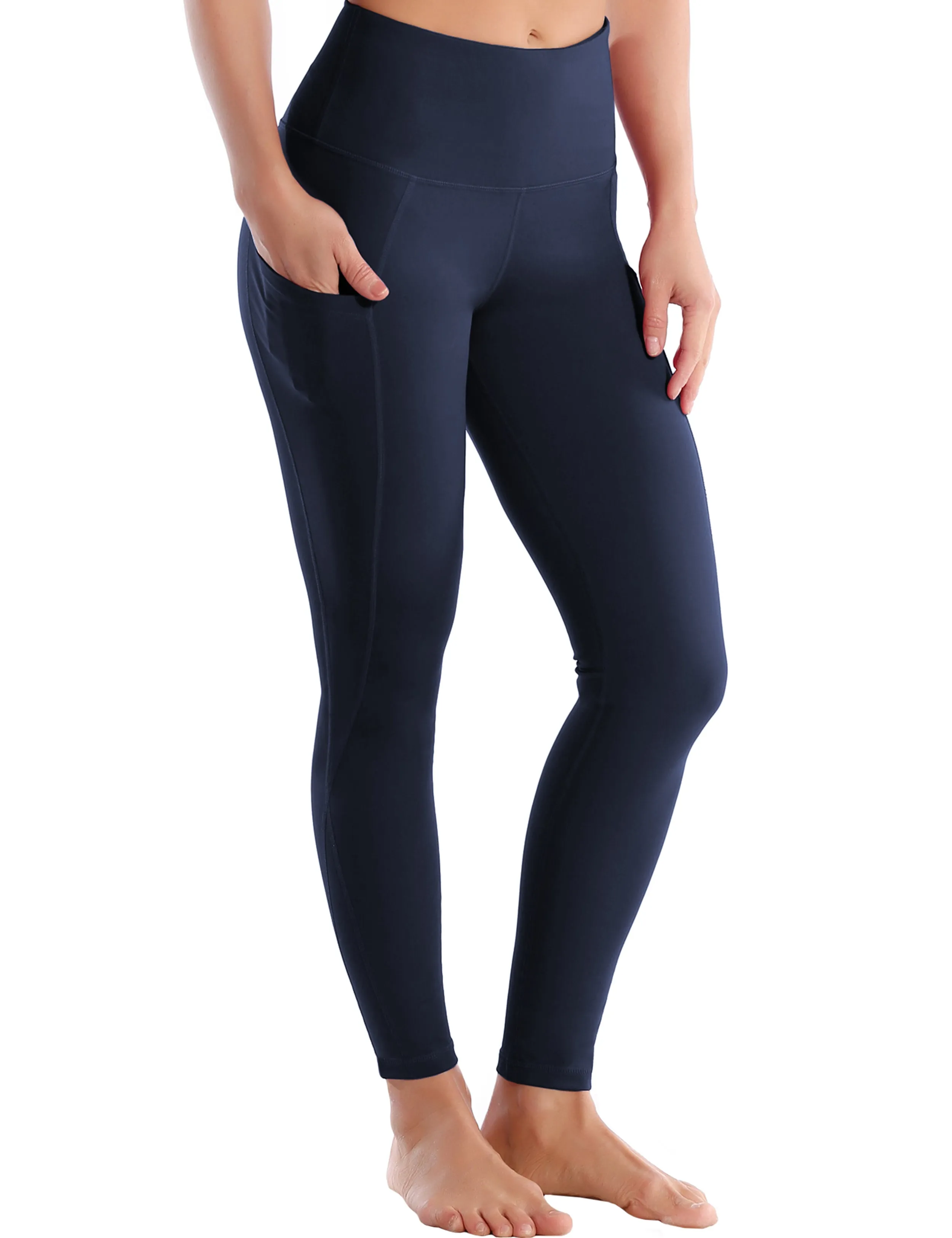 High Waist Side Pockets Gym Pants navyblue_Gym