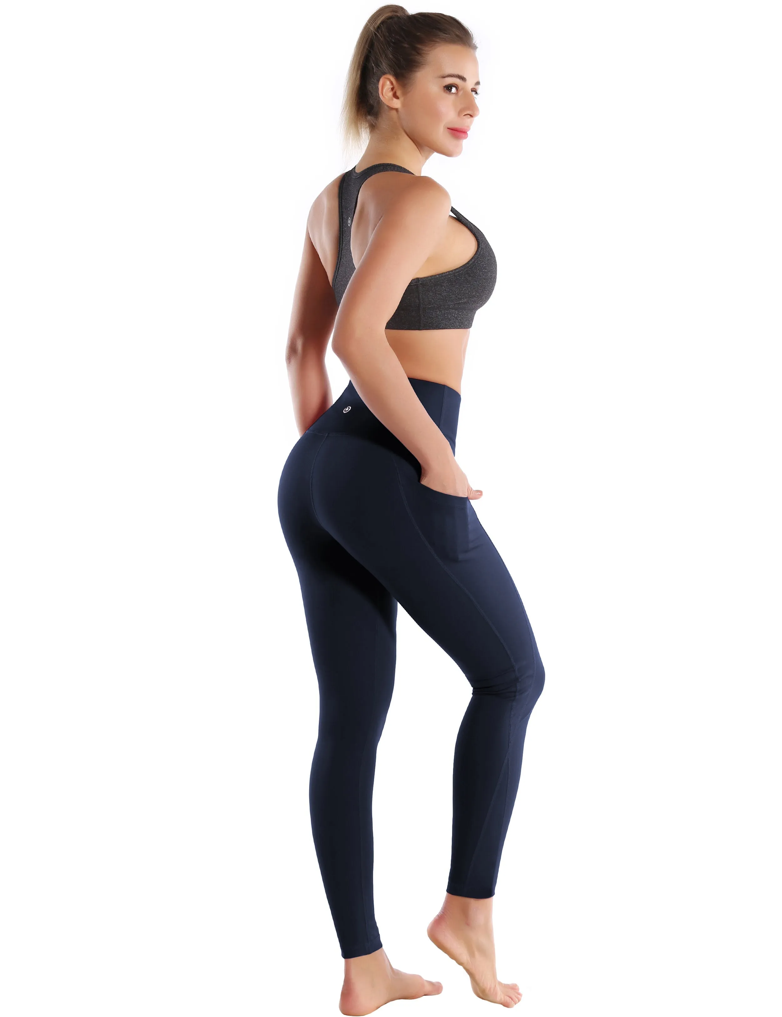 High Waist Side Pockets Gym Pants navyblue_Gym