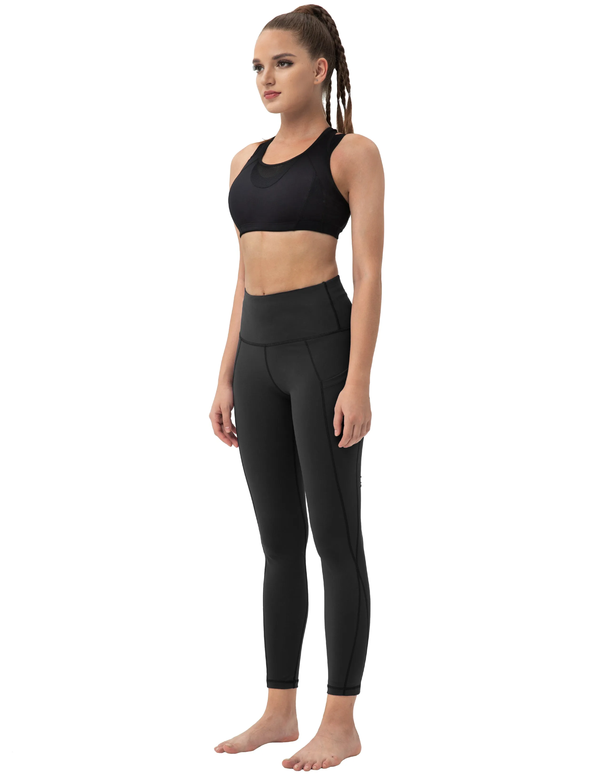 High Waist Side Pockets Yoga Pants black_yoga