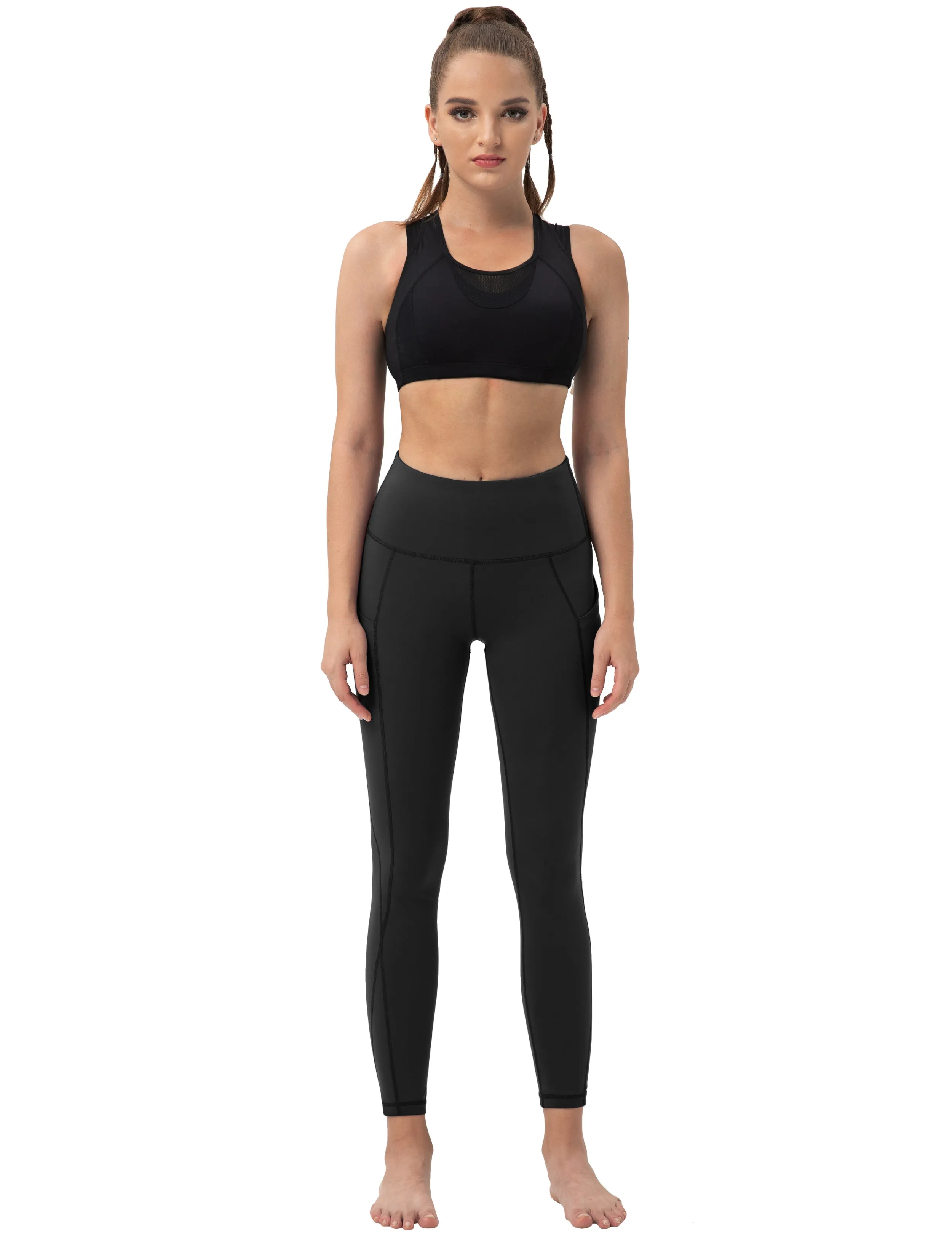 High Waist Side Pockets Yoga Pants black_yoga