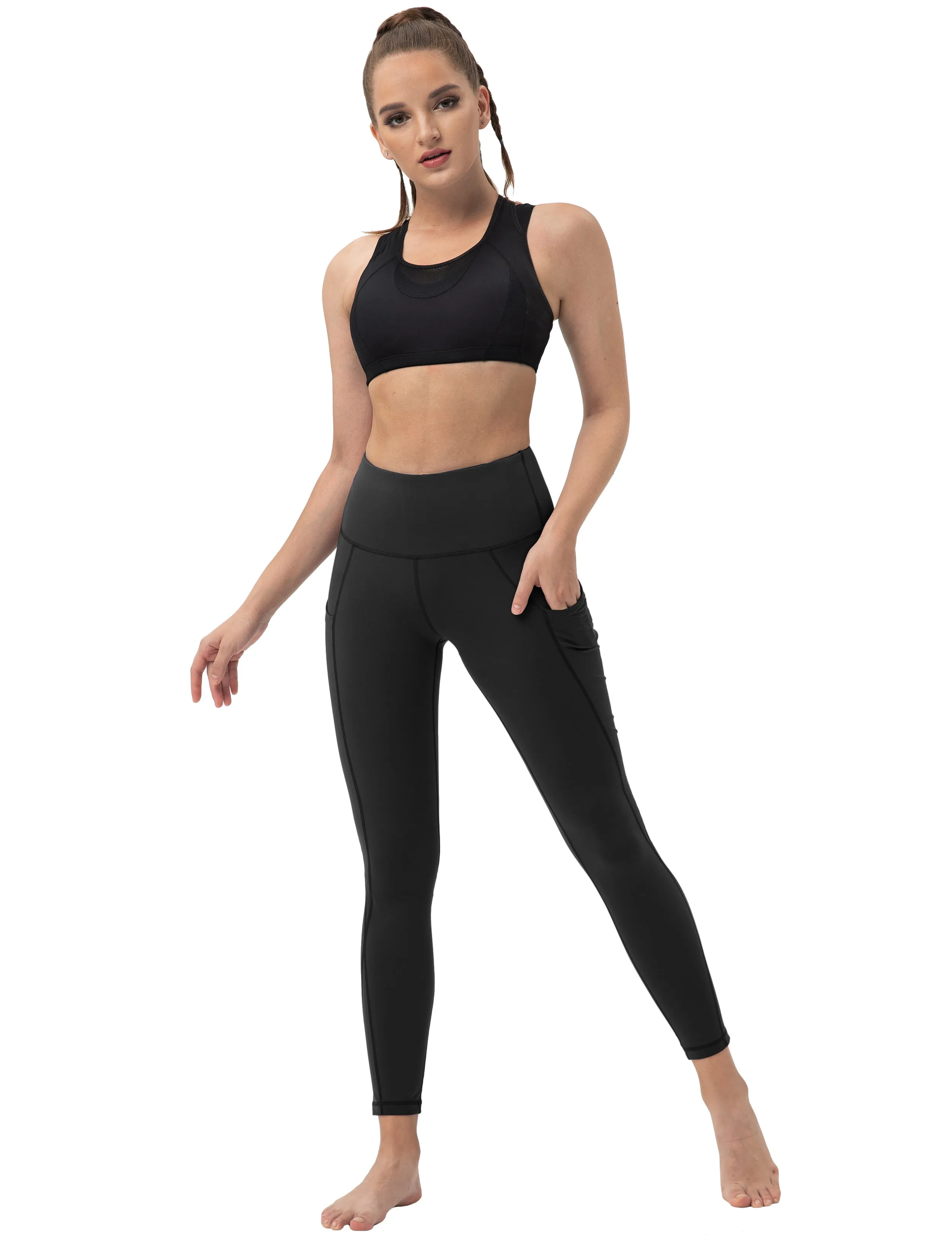 High Waist Side Pockets Yoga Pants black_yoga