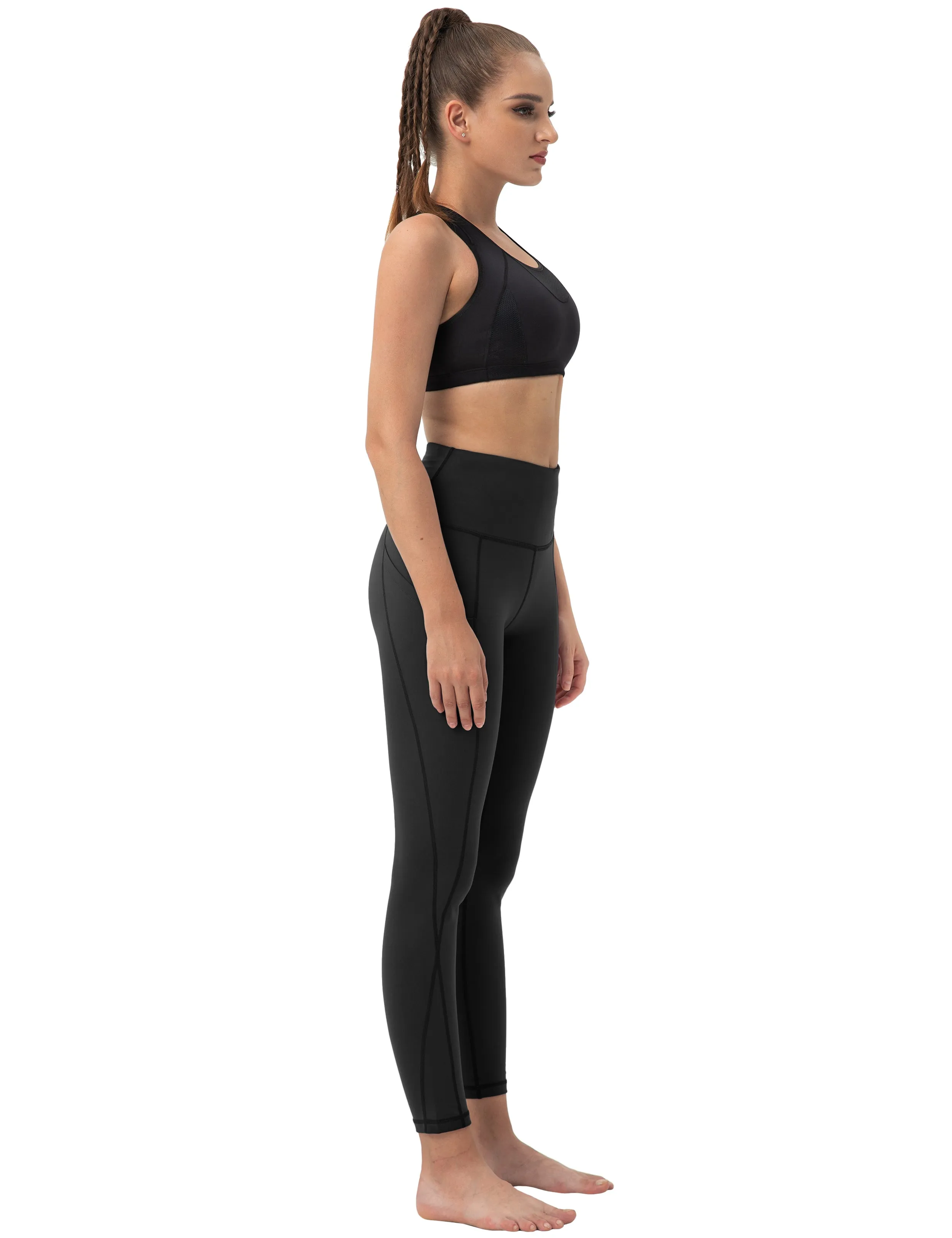 High Waist Side Pockets Yoga Pants black_yoga