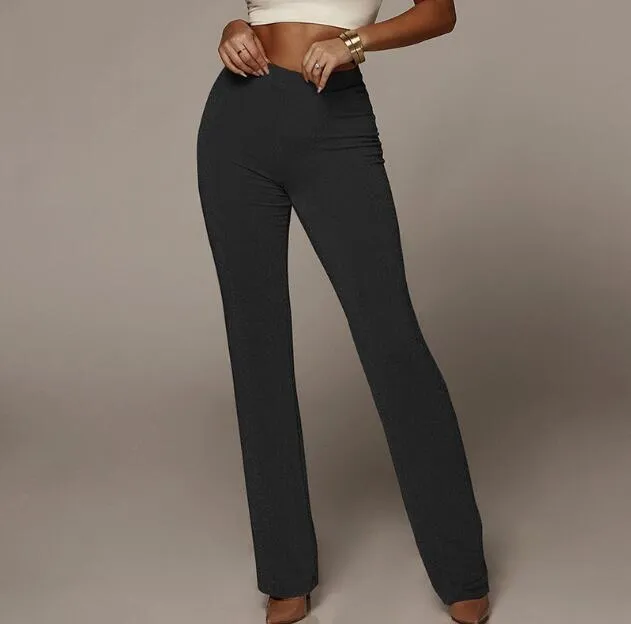 High Waist Solid Wide Leg Pants (2 colors)