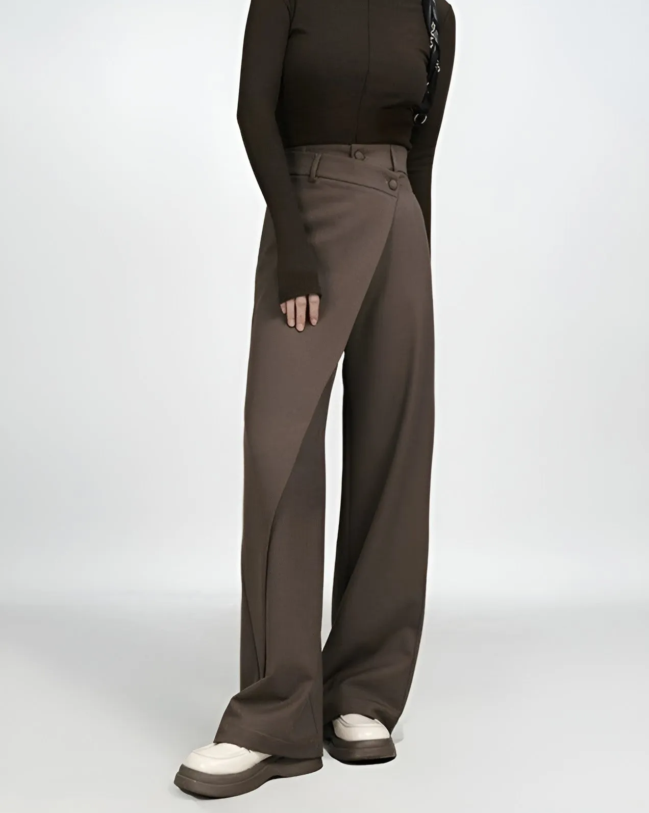 High-Waist Wide-Leg Pareo Tailored Pants