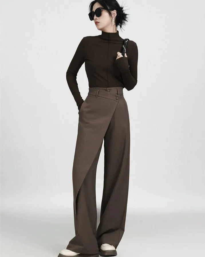 High-Waist Wide-Leg Pareo Tailored Pants