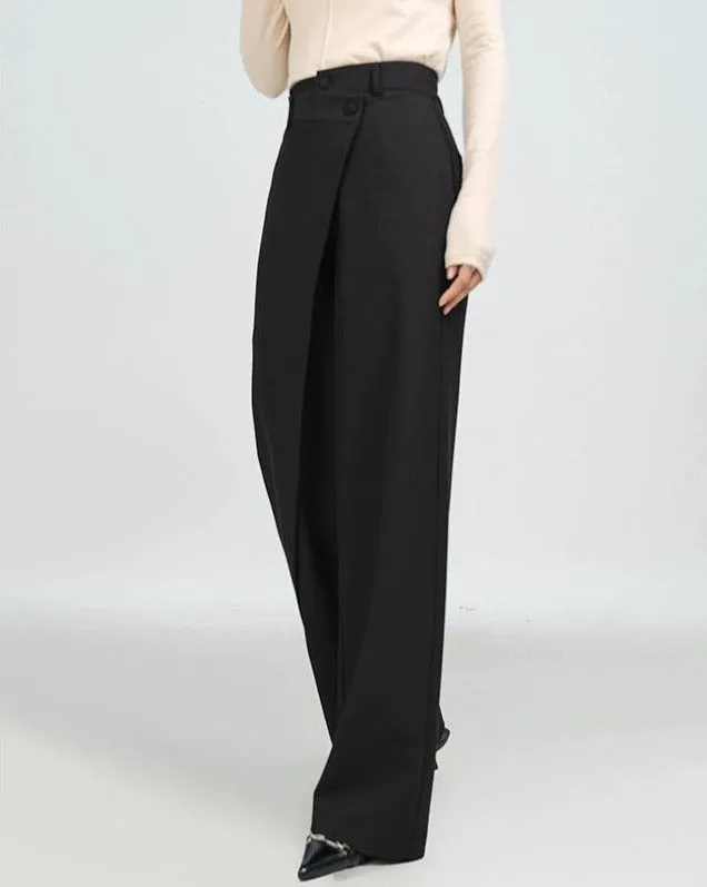 High-Waist Wide-Leg Pareo Tailored Pants