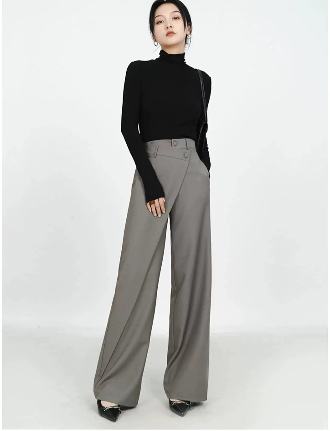 High-Waist Wide-Leg Pareo Tailored Pants