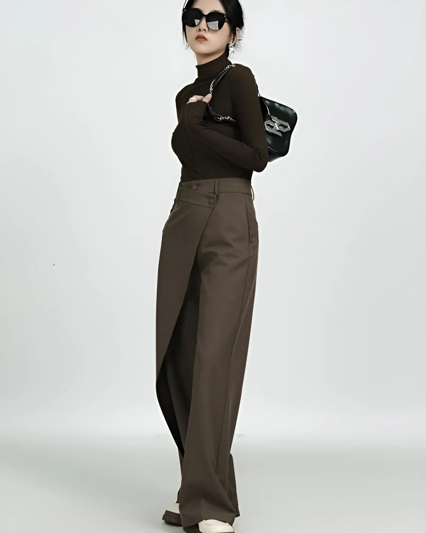 High-Waist Wide-Leg Pareo Tailored Pants