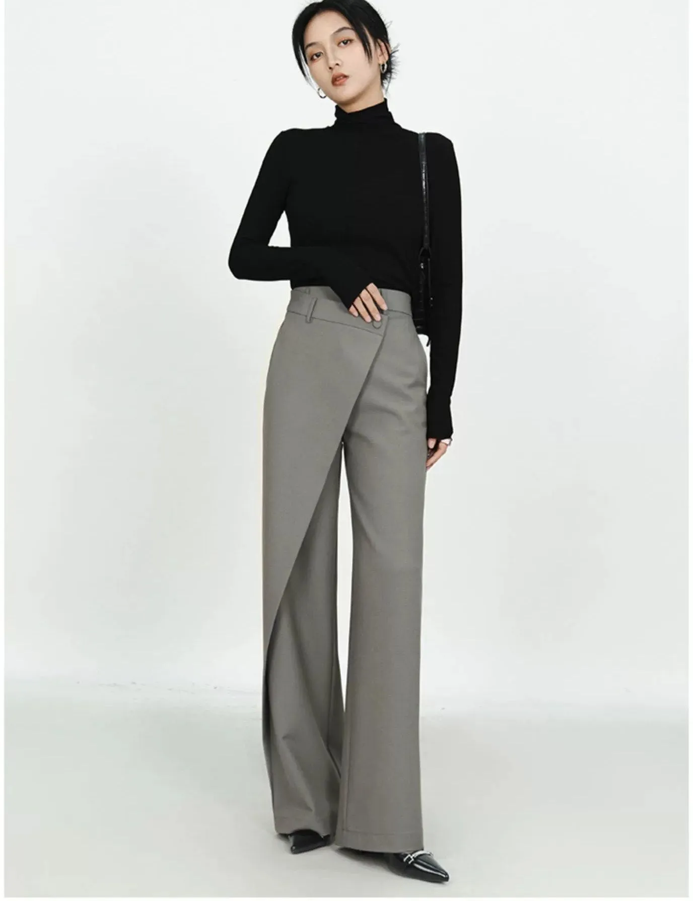 High-Waist Wide-Leg Pareo Tailored Pants