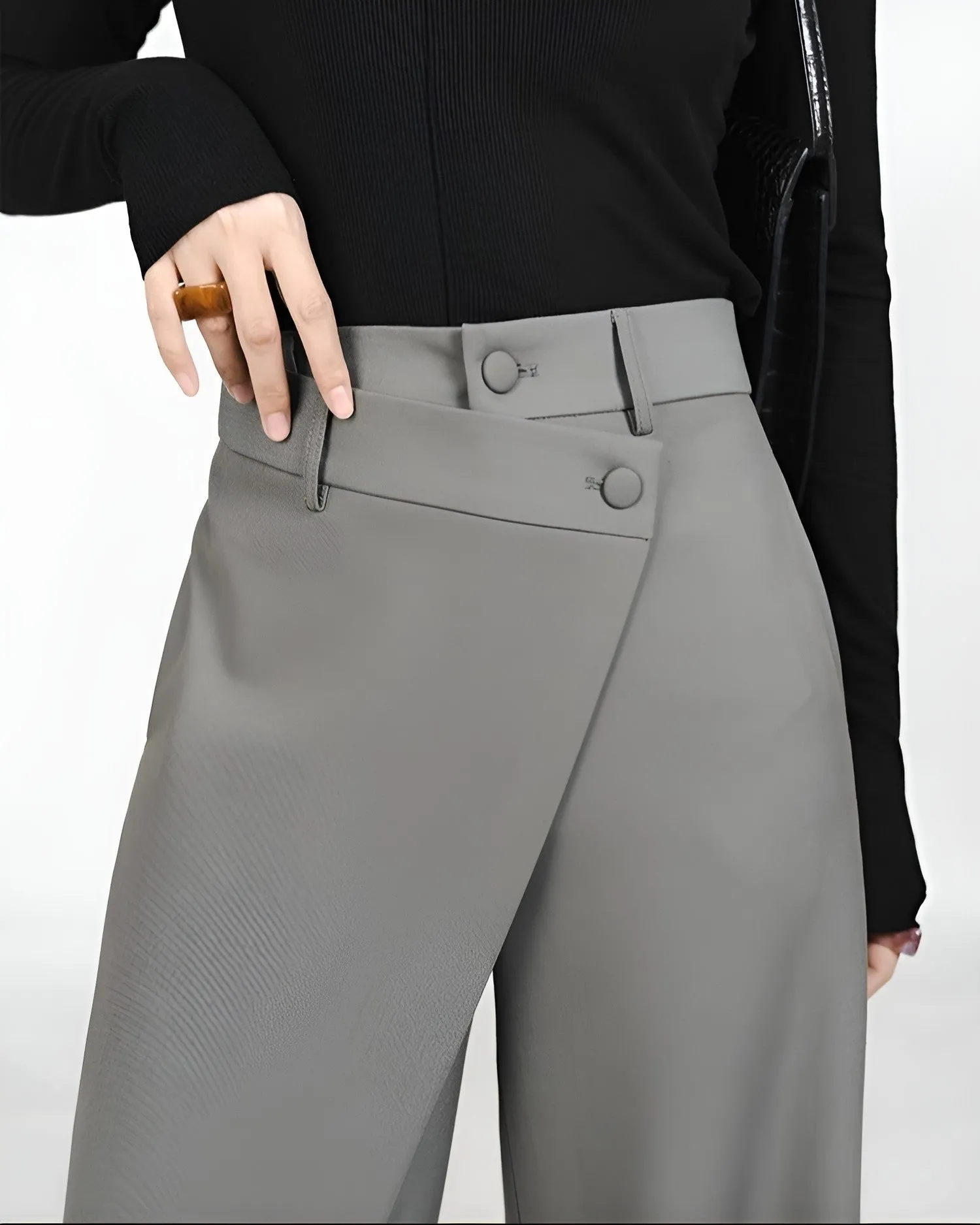 High-Waist Wide-Leg Pareo Tailored Pants