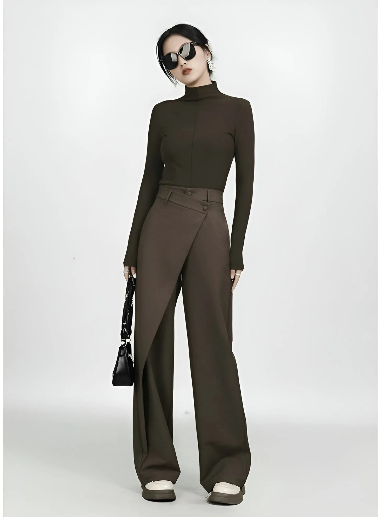 High-Waist Wide-Leg Pareo Tailored Pants