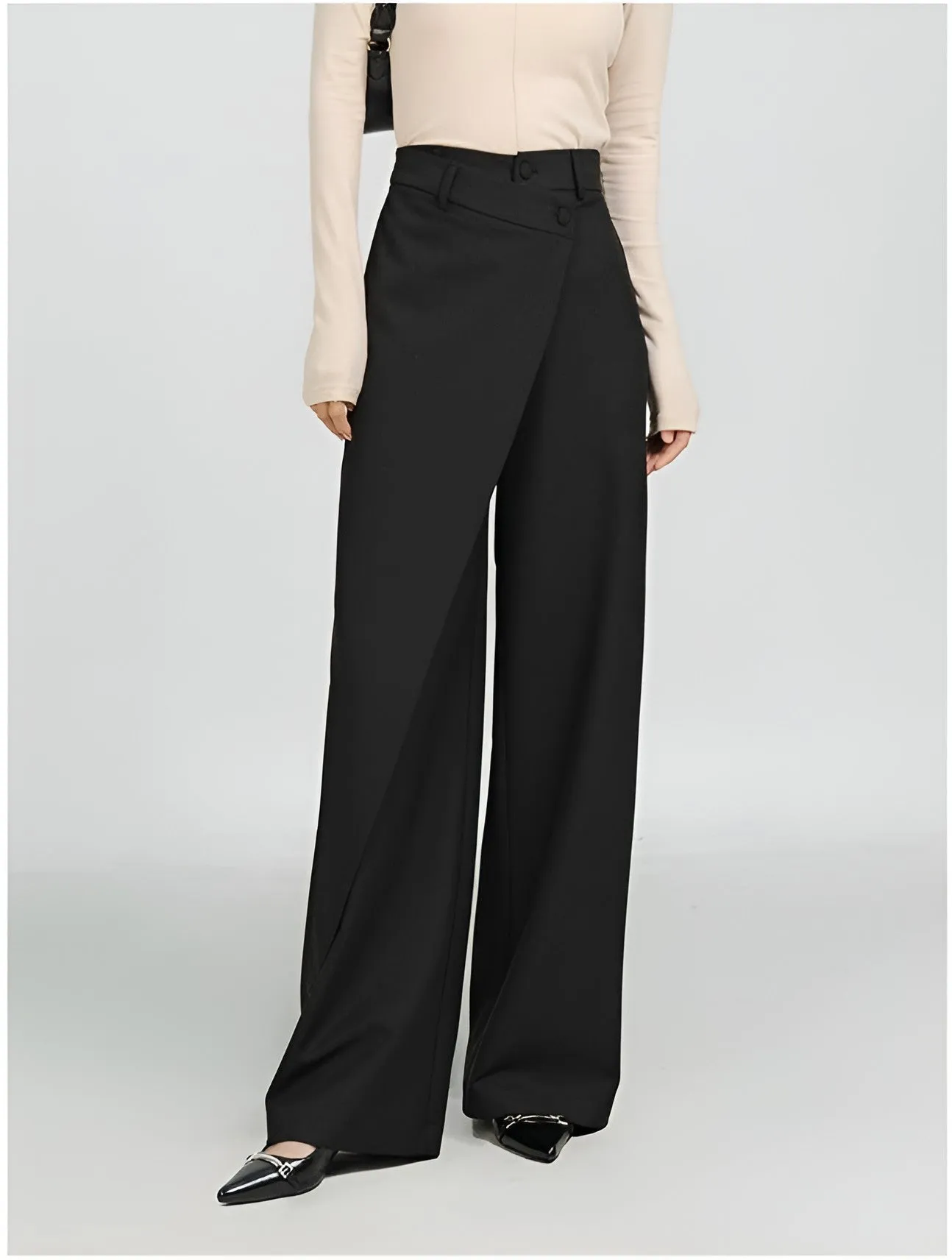 High-Waist Wide-Leg Pareo Tailored Pants