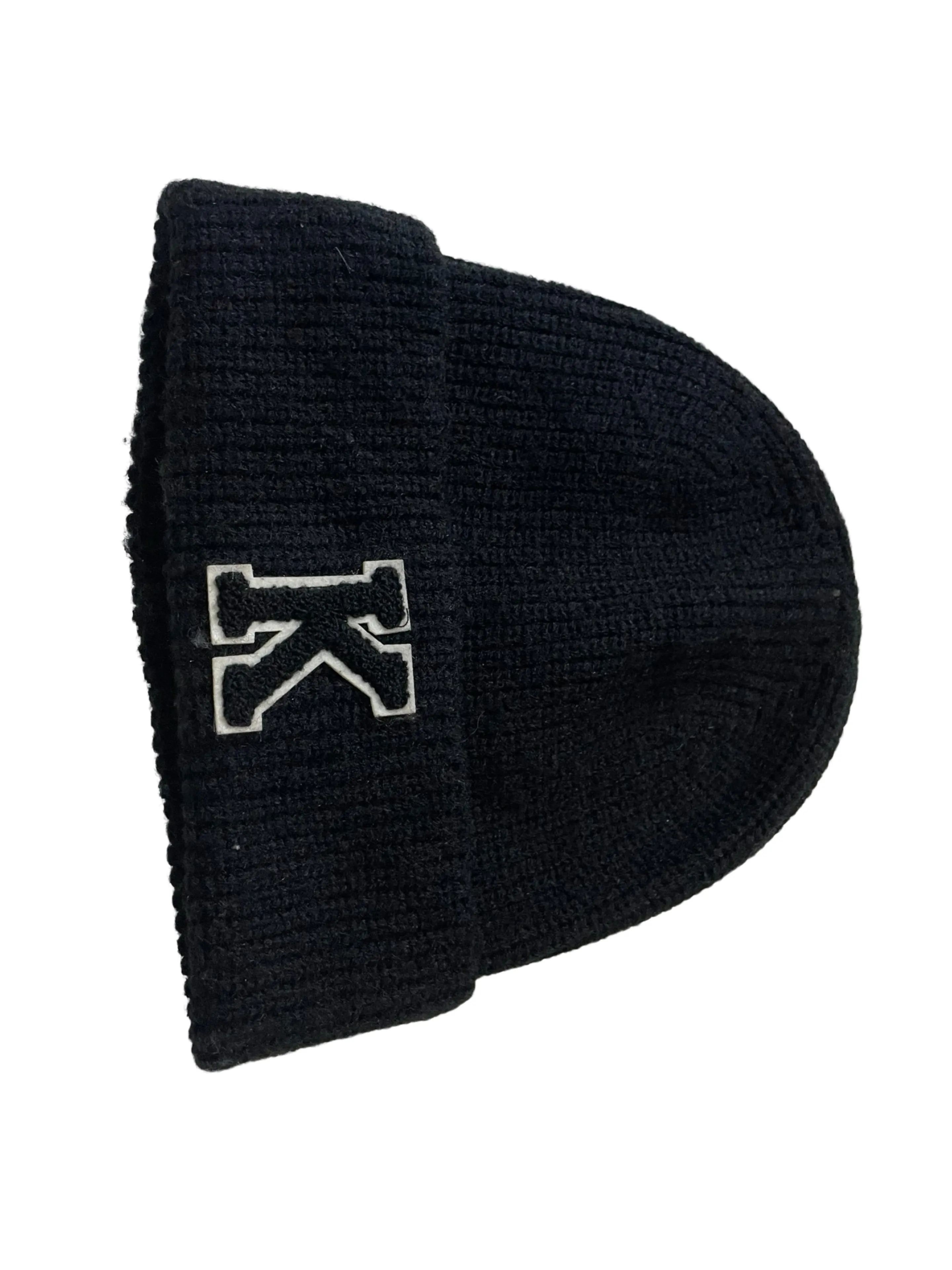 K Embroidery Adjustable Knitted Ski winter Black Hats Cap SKU|4275