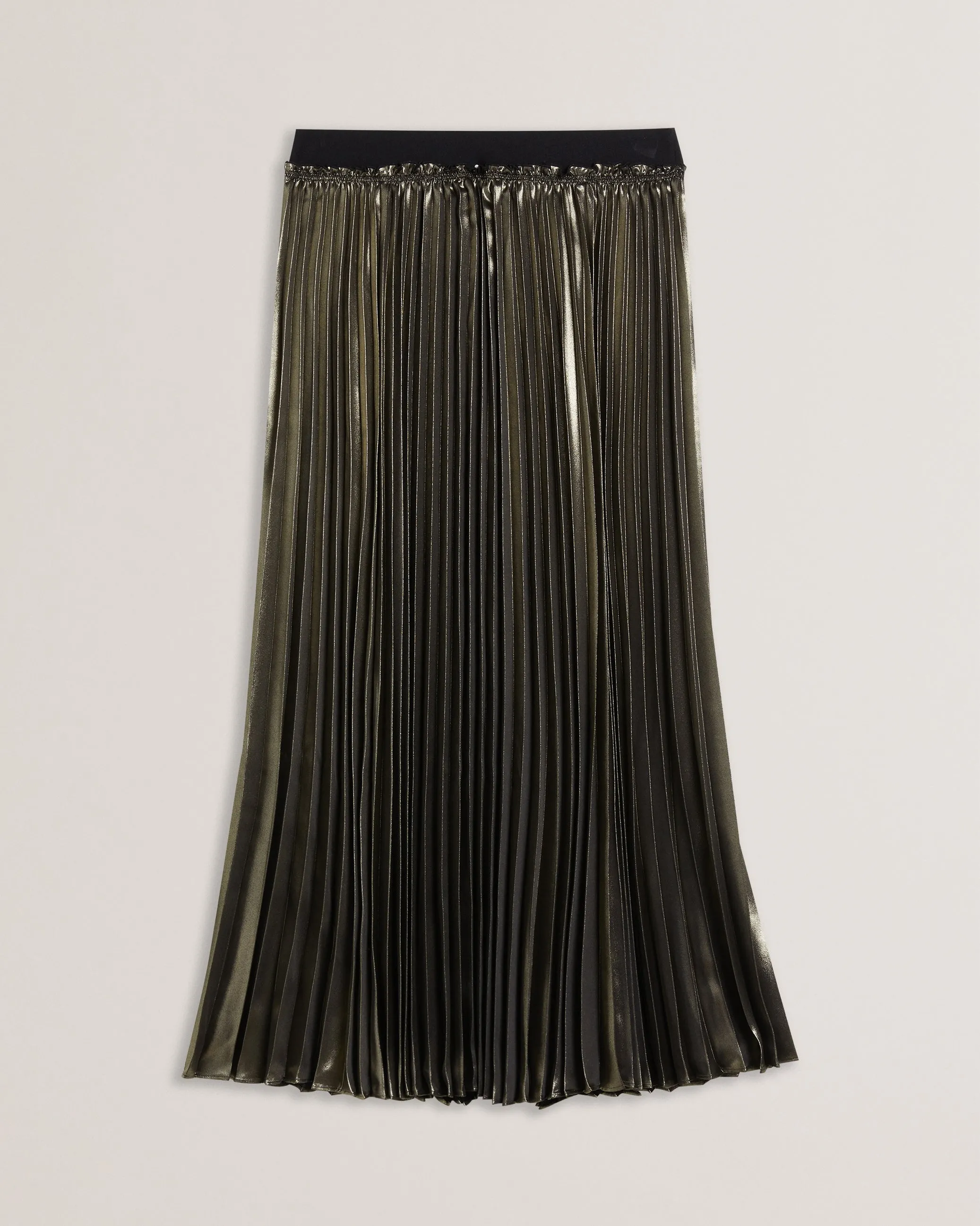 Kese Metallic Pleated Midi Skirt Gold