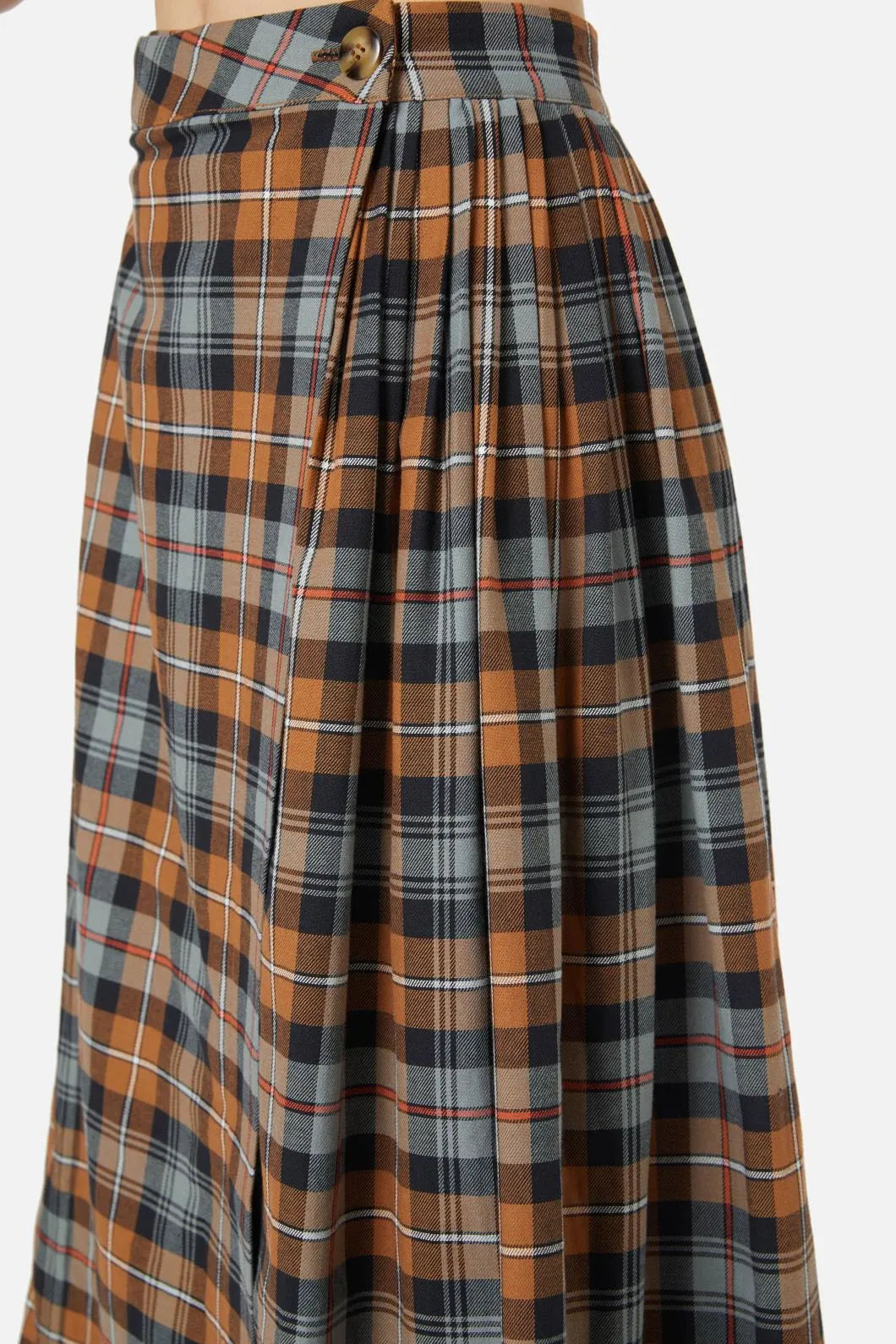 Kit Tartan Pleated Midi