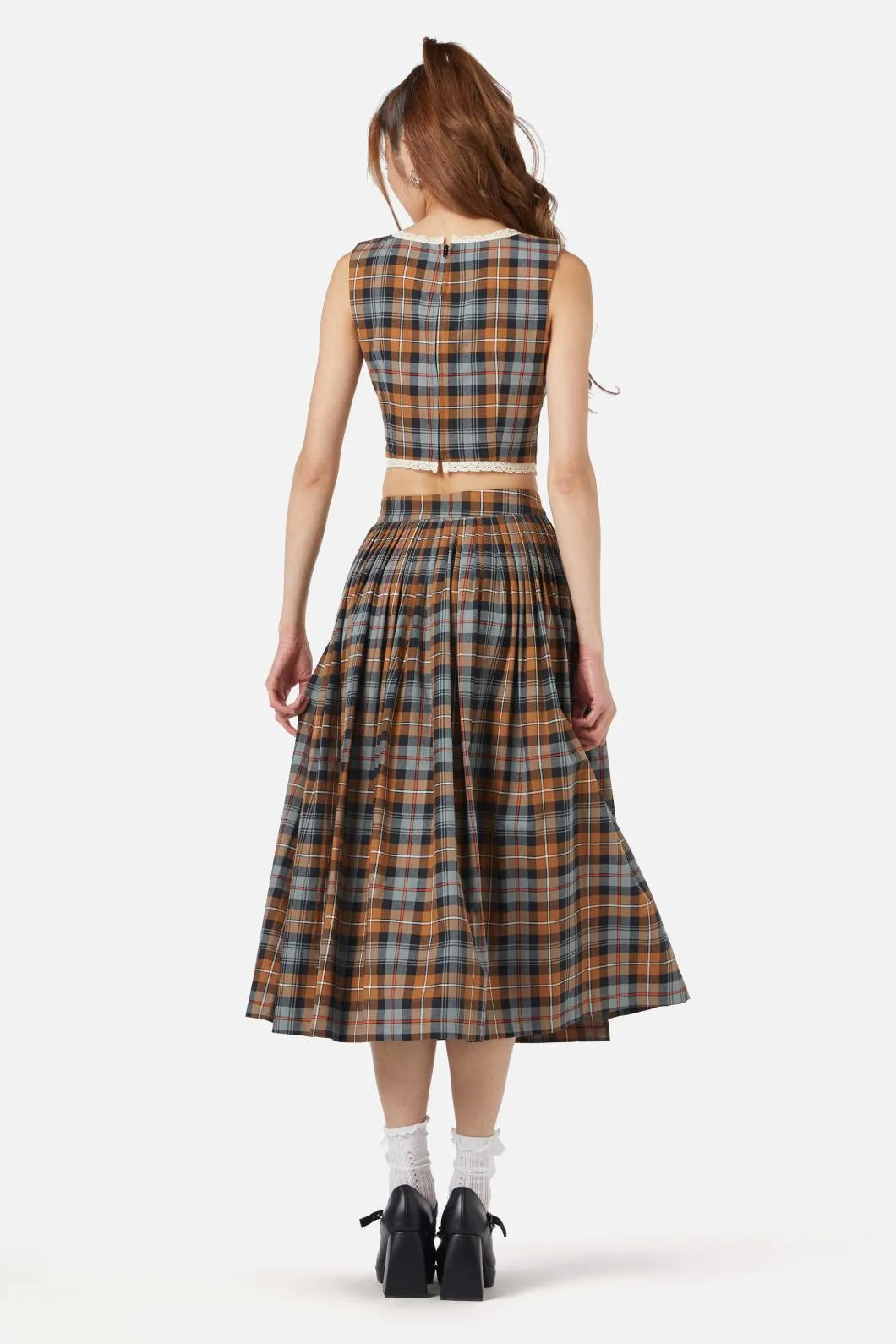 Kit Tartan Pleated Midi