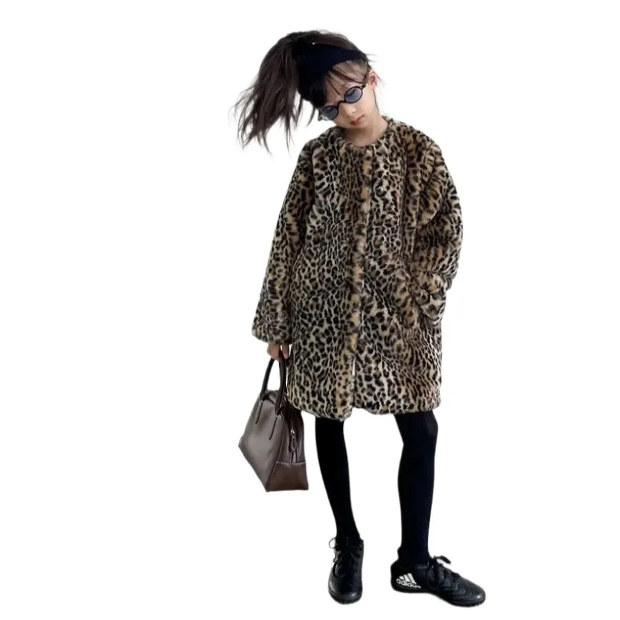 Leopard Print Fur Overcoat