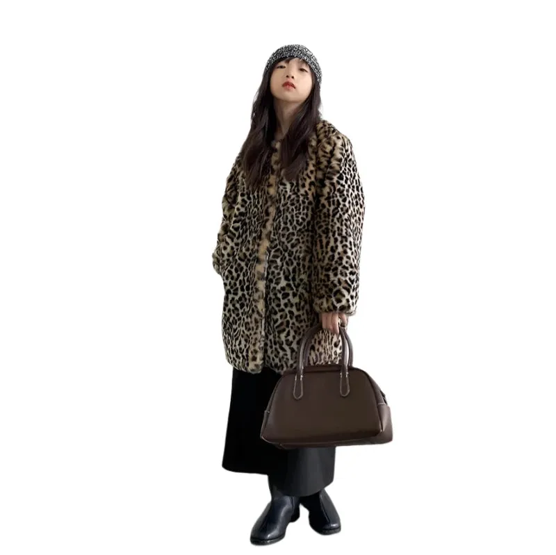 Leopard Print Fur Overcoat