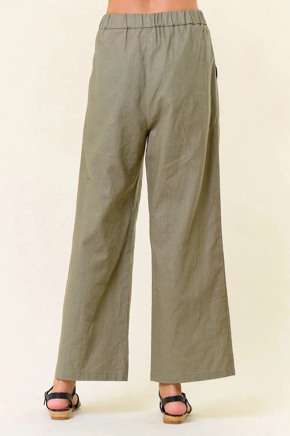 LINEN PANTS WITH ELASTIC WAIST