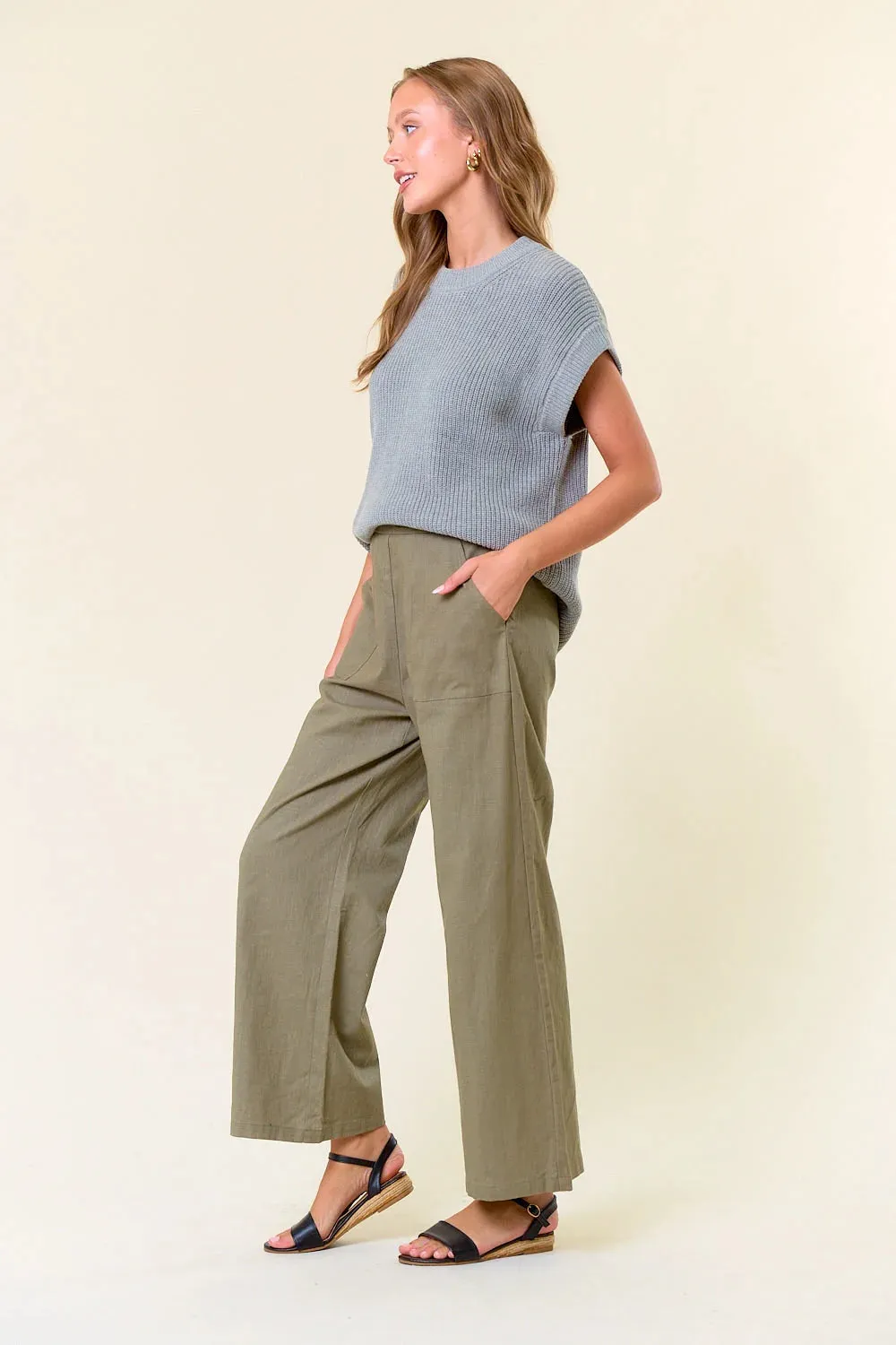 LINEN PANTS WITH ELASTIC WAIST