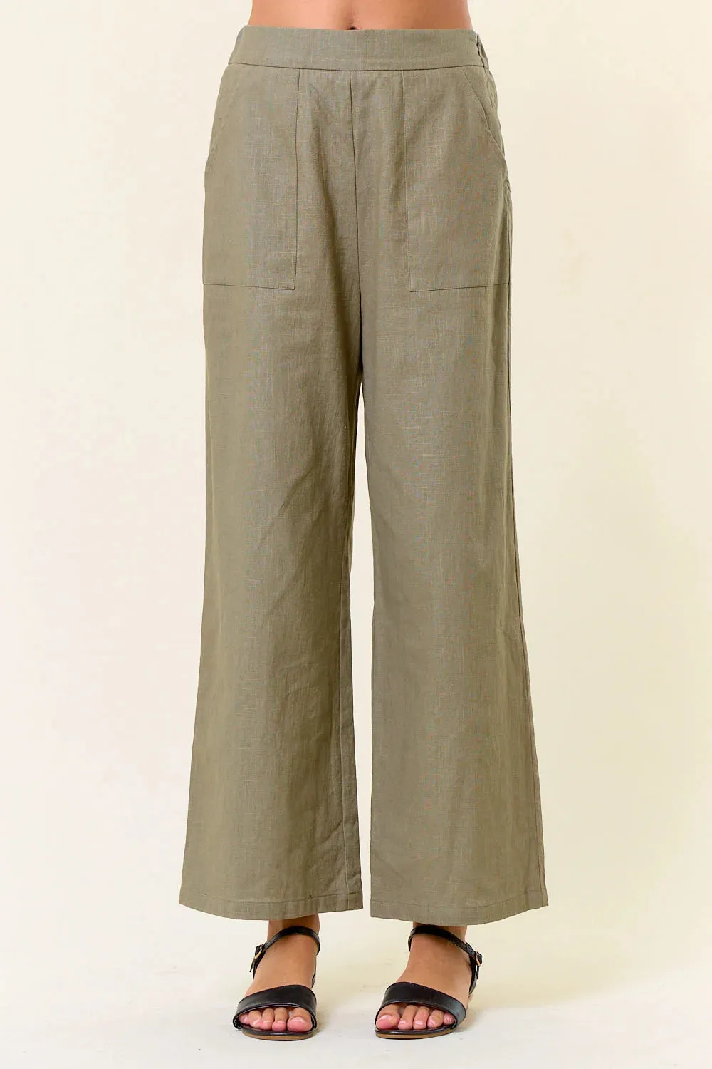 LINEN PANTS WITH ELASTIC WAIST