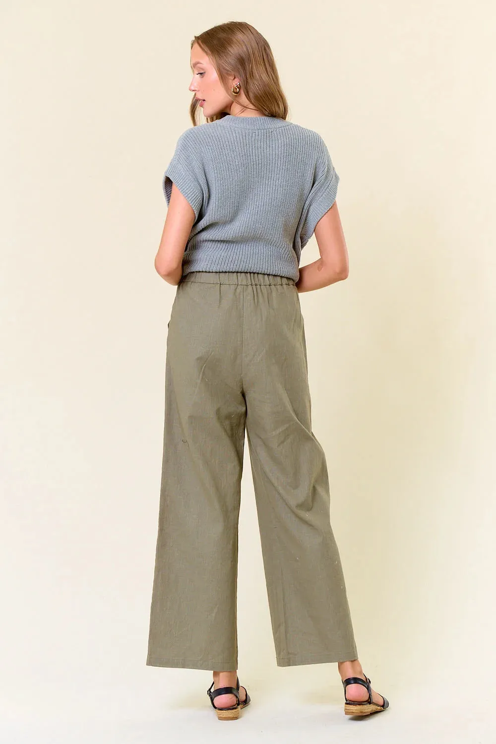 LINEN PANTS WITH ELASTIC WAIST