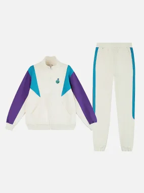 Little Surprise Box,Cream With Teal & Purple Stripes 2Pcs Track Suit Set For Kids & Tweens