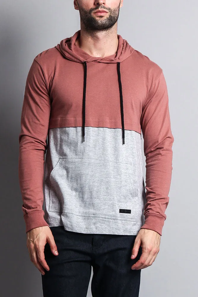 Long Sleeve Color Block Hooded Tee