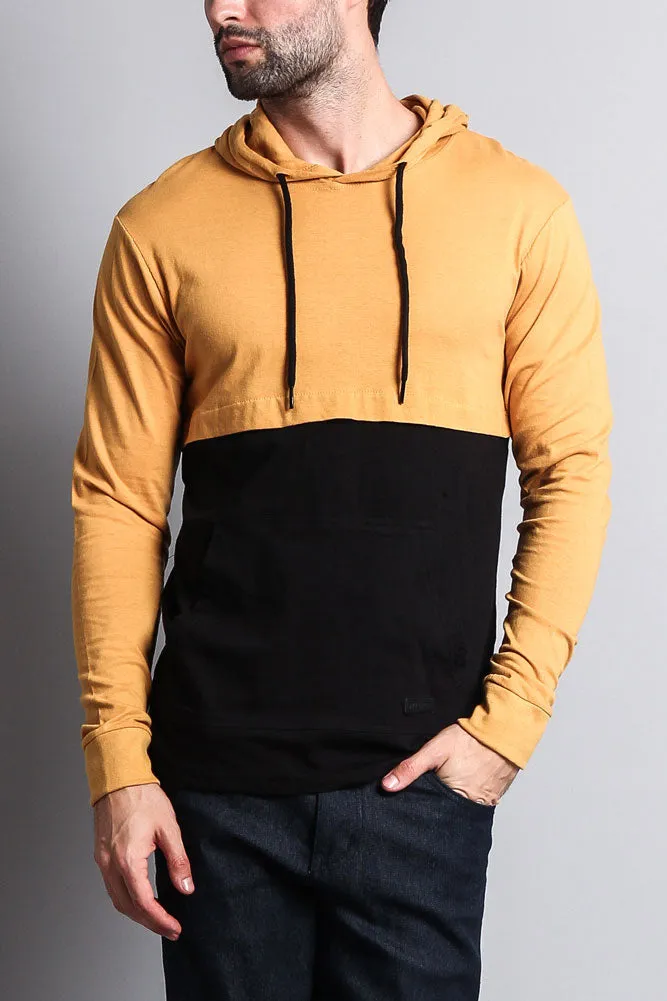 Long Sleeve Color Block Hooded Tee