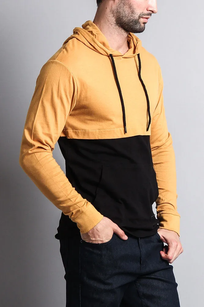 Long Sleeve Color Block Hooded Tee