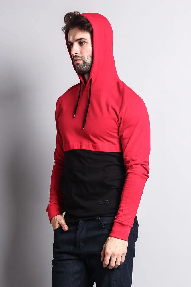 Long Sleeve Color Block Hooded Tee