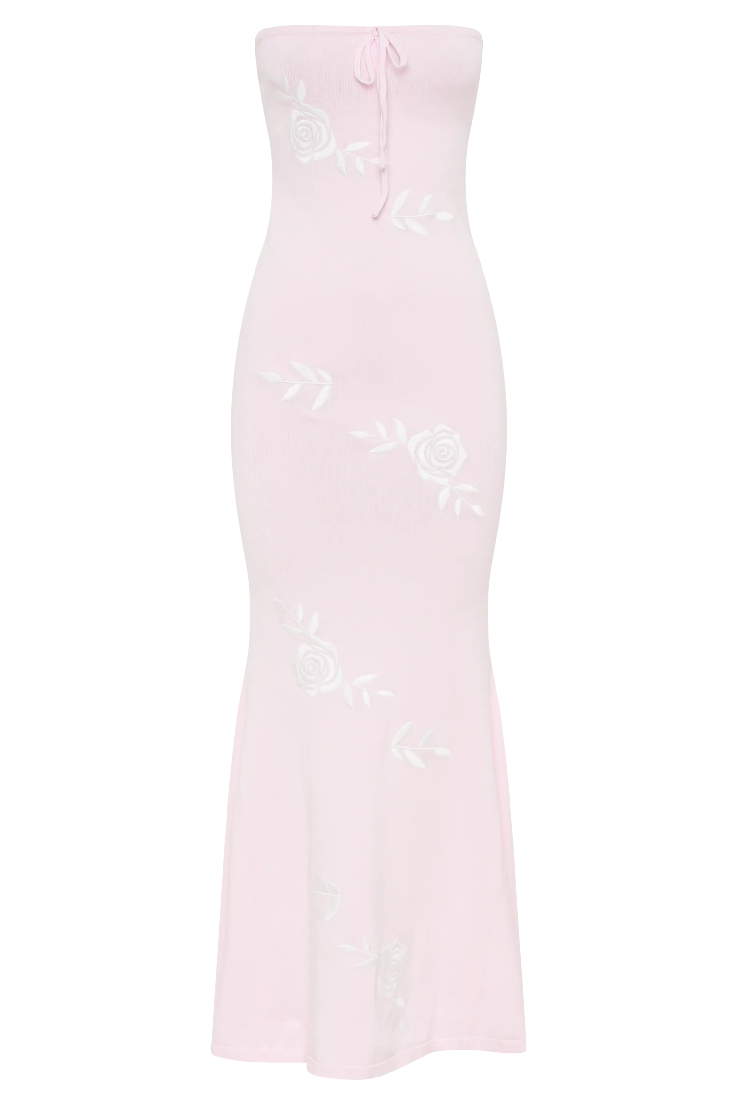 Lorelai Strapless Rose Knit Maxi Dress - Fairy Floss Pink