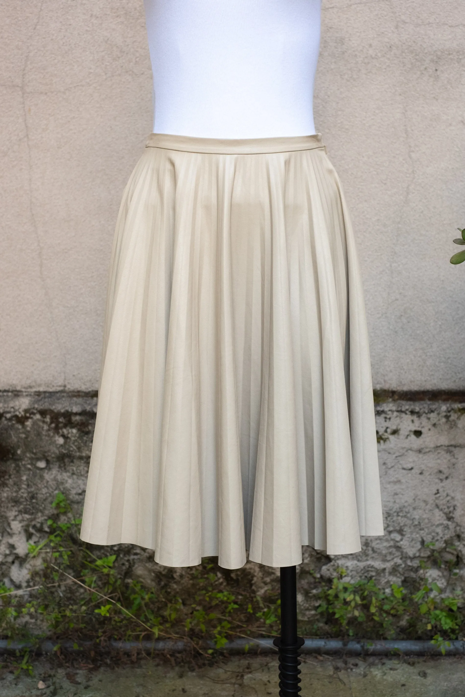 Max Mara Faux Leather Pleated Midi Skirt