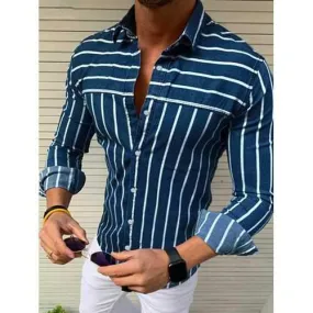 Mens Brief Stripe Casual Shirts