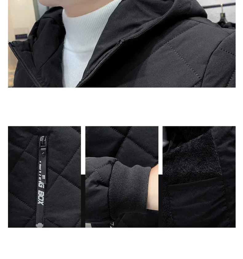 Mens Quilted Zipper Jacket with Hood