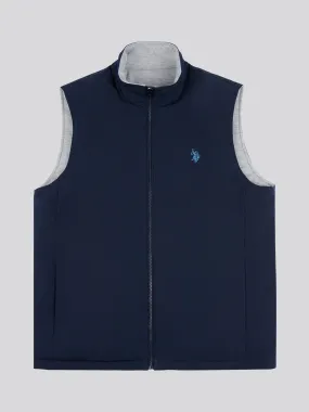 Mens Reversible Clean Front Jersey Lined Gilet in Dark Sapphire Navy / Moonlight Blue DHM