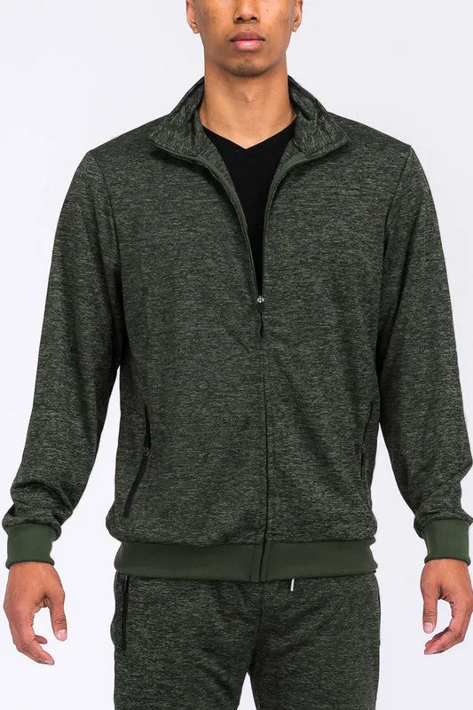 Men's Speckled Track Jacket Zipper Front