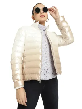 Mettle Women White Floral Puffer Jacket