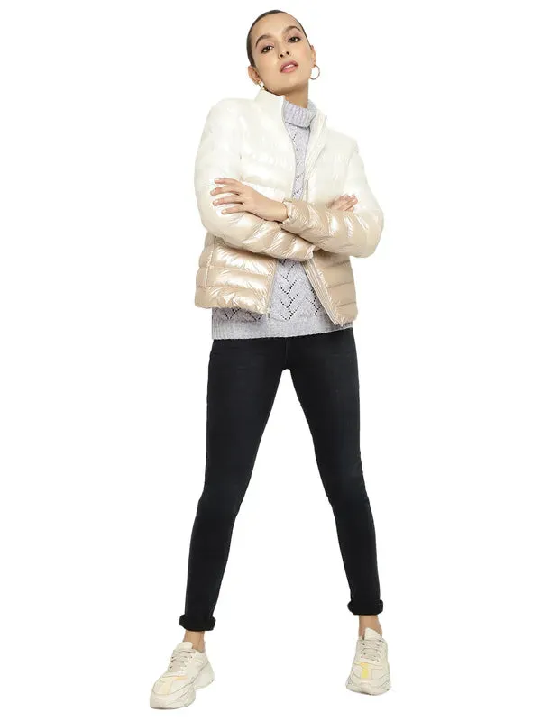 Mettle Women White Floral Puffer Jacket