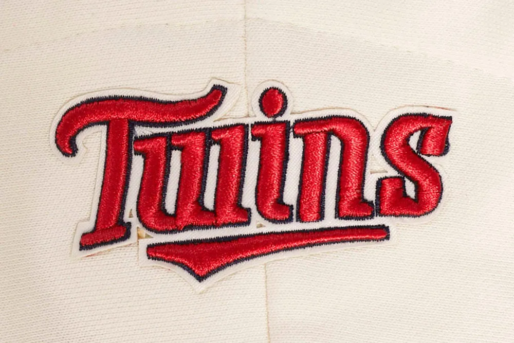 MLB MINNESOTA TWINS RETRO CLASSIC WOMEN'S RIB CROPPED PO HOODIE (EGGSHELL/ RED)