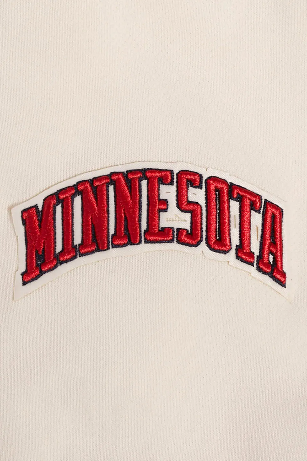 MLB MINNESOTA TWINS RETRO CLASSIC WOMEN'S RIB CROPPED PO HOODIE (EGGSHELL/ RED)