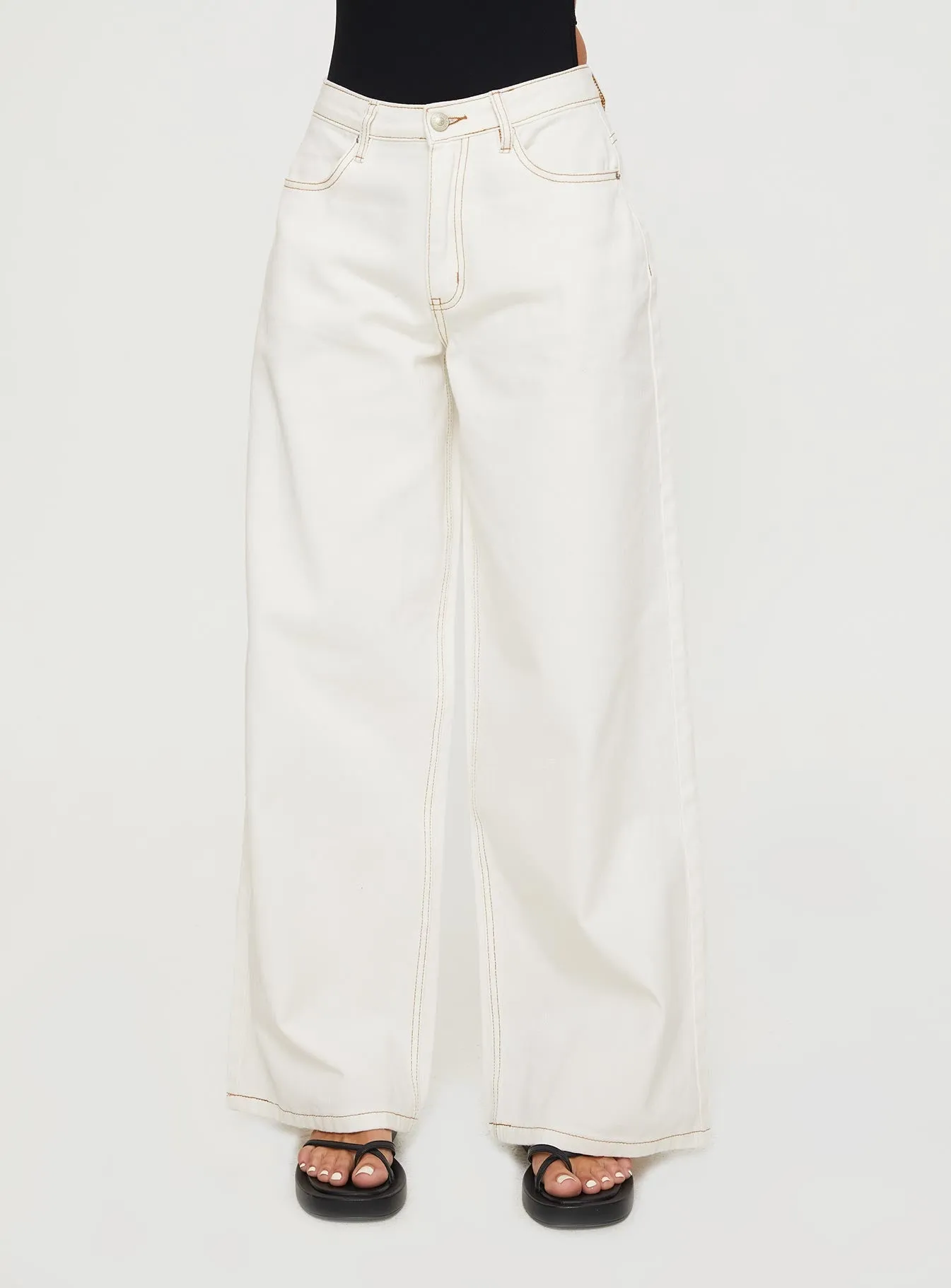 Naylor Wide Leg Jeans Cream Tall