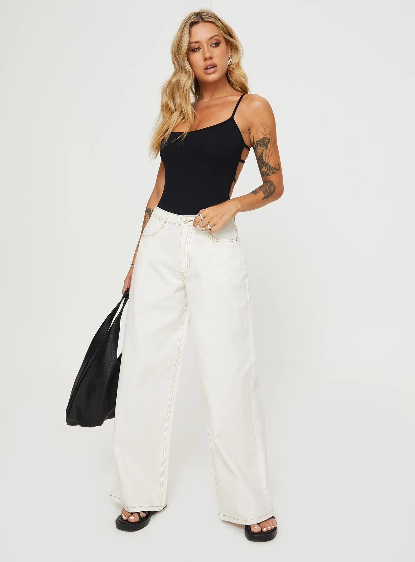 Naylor Wide Leg Jeans Cream Tall