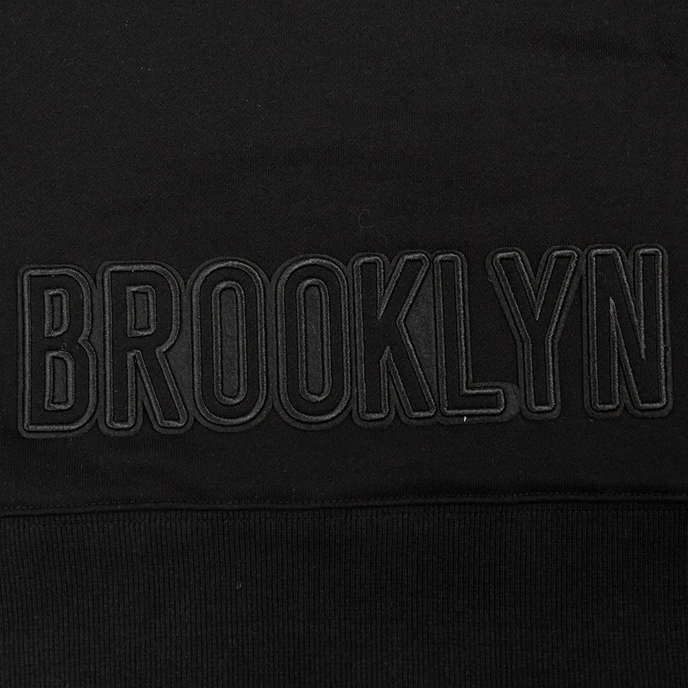 NBA BROOKLYN NETS NEUTRAL WOMEN'S CROPPED PO HOODIE (BLACK)