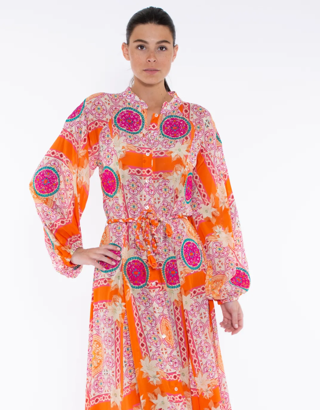 Nea Maxi Dress - Orange Grecia Tile