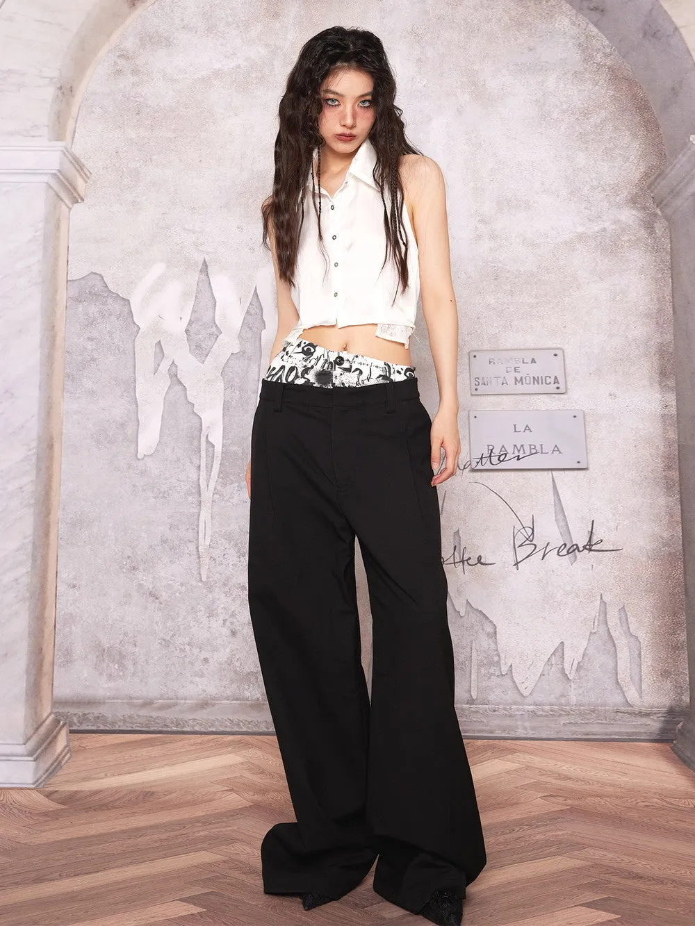 Nichi Straight Paint High-Waist Pants