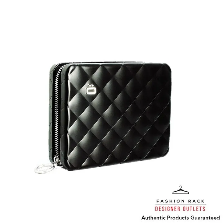 Ogon Wallet Zipper Passport Size Quilted Alu Black