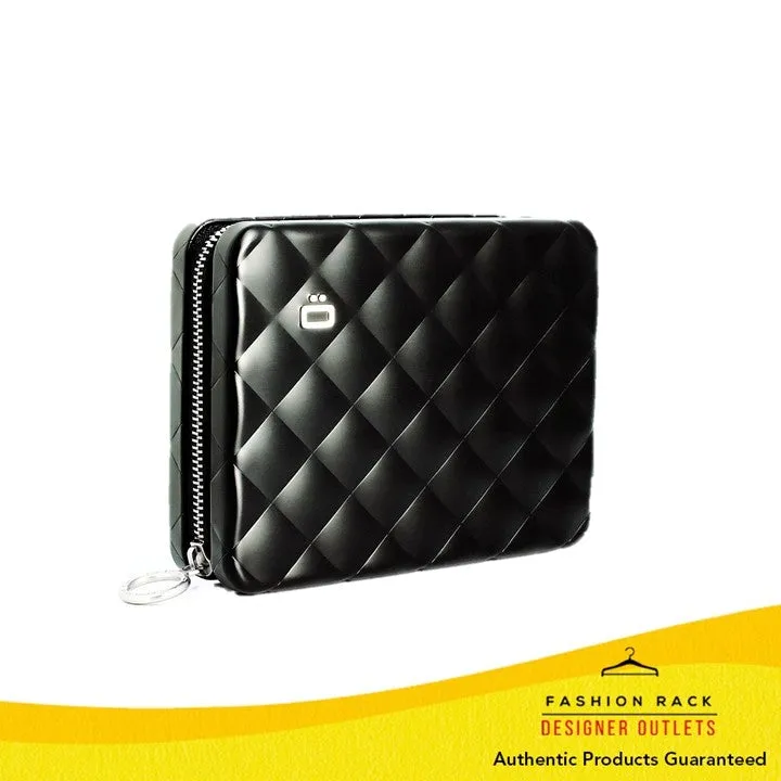 Ogon Wallet Zipper Passport Size Quilted Alu Black