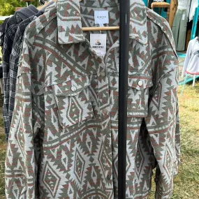 Olive Aztec Shacket