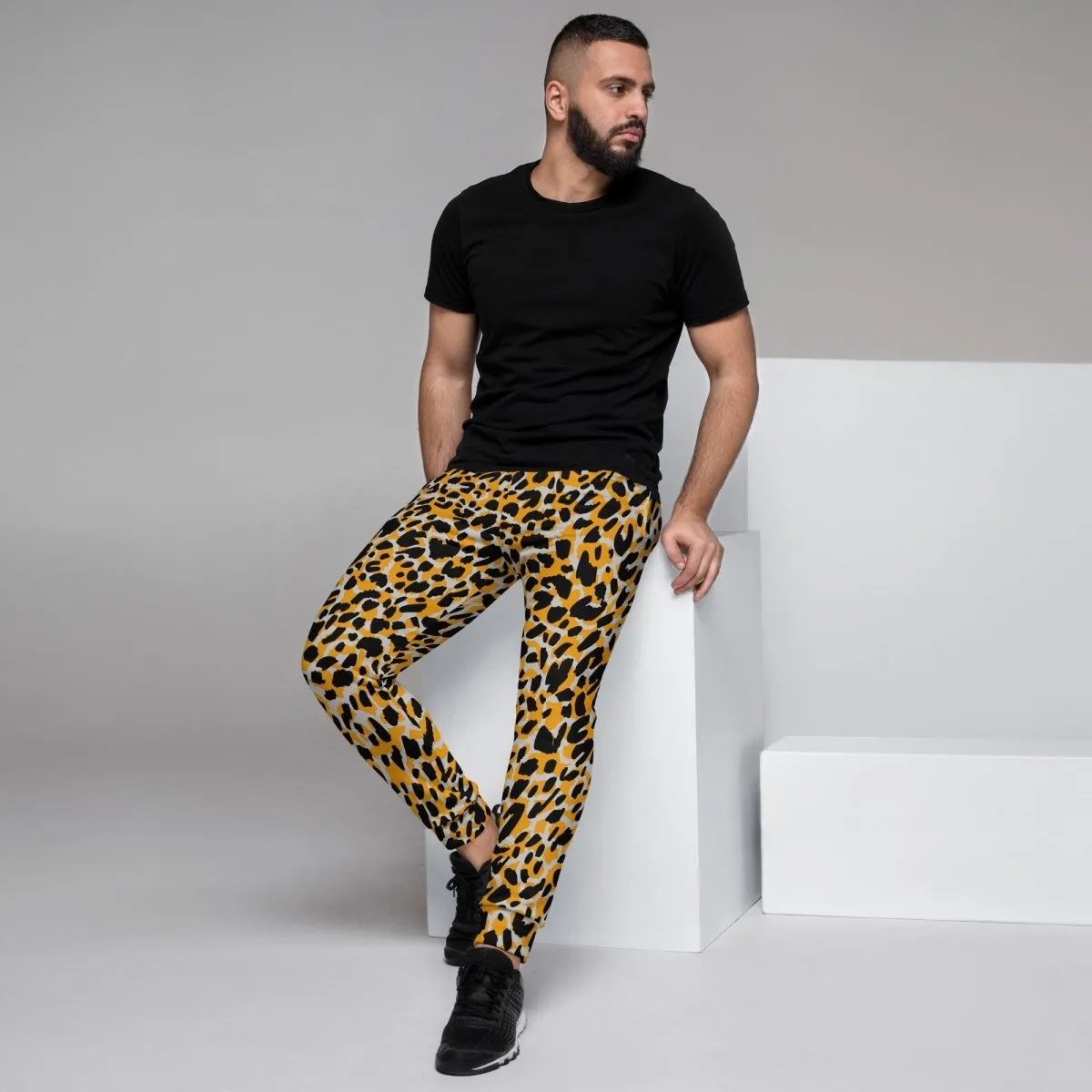 Orange Animal Print Men's Street Joggers